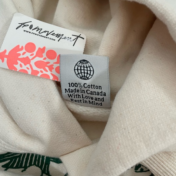 Free People Cream Hoodie with Blue Graphic - Picture 6 of 8